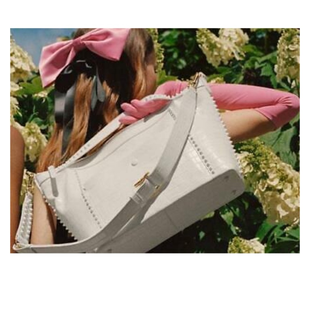 Cole Haan x Rodarte NWT white stud detail bag croc look embossed